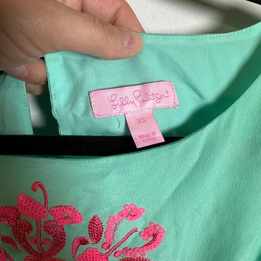 HTF LILLY PULITZER SIZE XS MARGURITE CAFTAN DRESS *FLAMINGO* CRYSTAL WATER READ - Picture 3 of 16